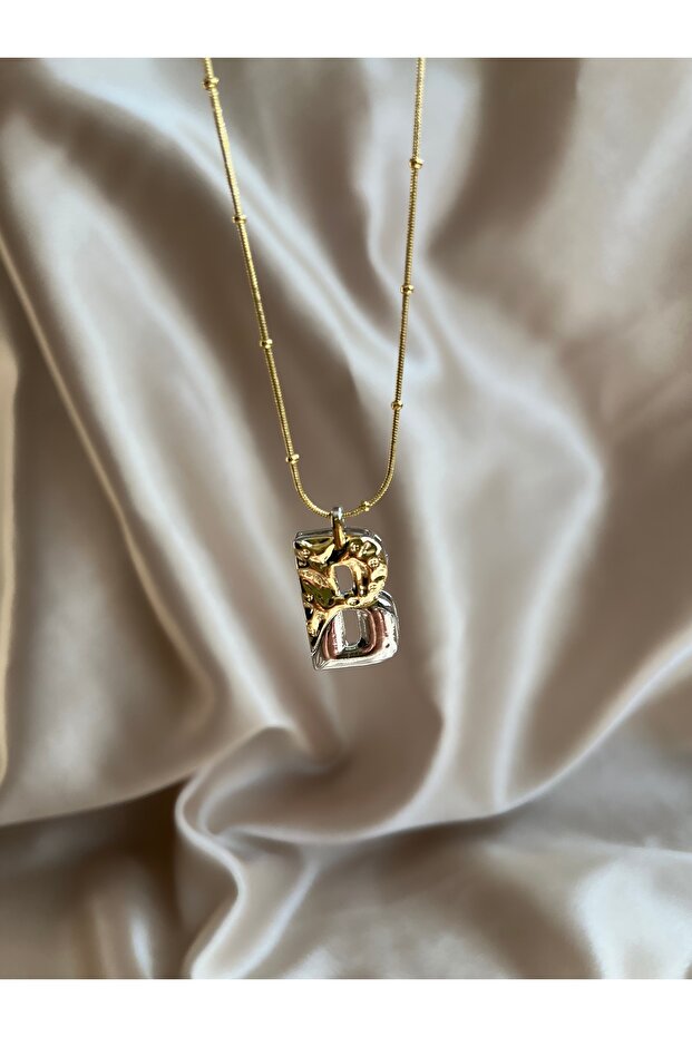 B Harf Gold-Silver Çelik Kolye - 1