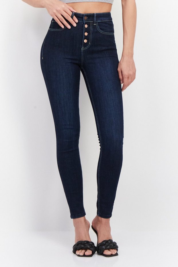 Women Skinny Fit Slid Denim Jeans, Blue