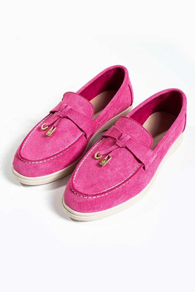 Woller Fuchsia Loafer velúr női cipő - 4