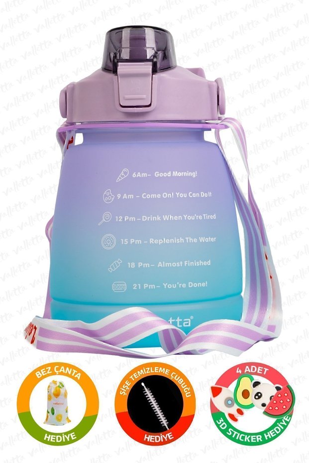 Lusca BPA Free Motivational Water Bottle 1.3 LT Purple-Green Water Bottle, Water Bottle, Water Bottle