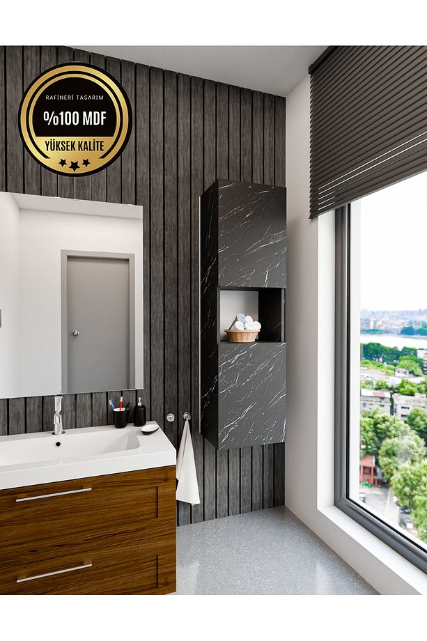 LİSA Banyo Dolabı Duvara Monte Raflı MDF - 3