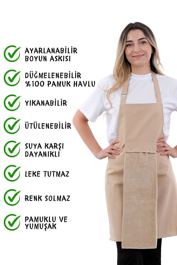 Star ayar askılı havlulu mutfak önlüğü seti (Havlulu önlük) - 2