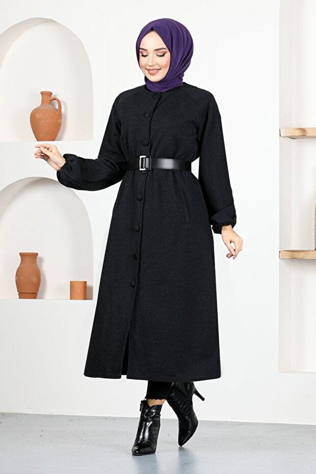 غطاء أسود بأزرار - MSL21086 - 2