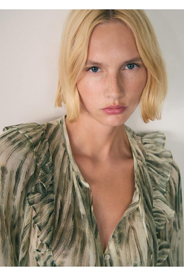 Yarı transparan desenli bluz - 8