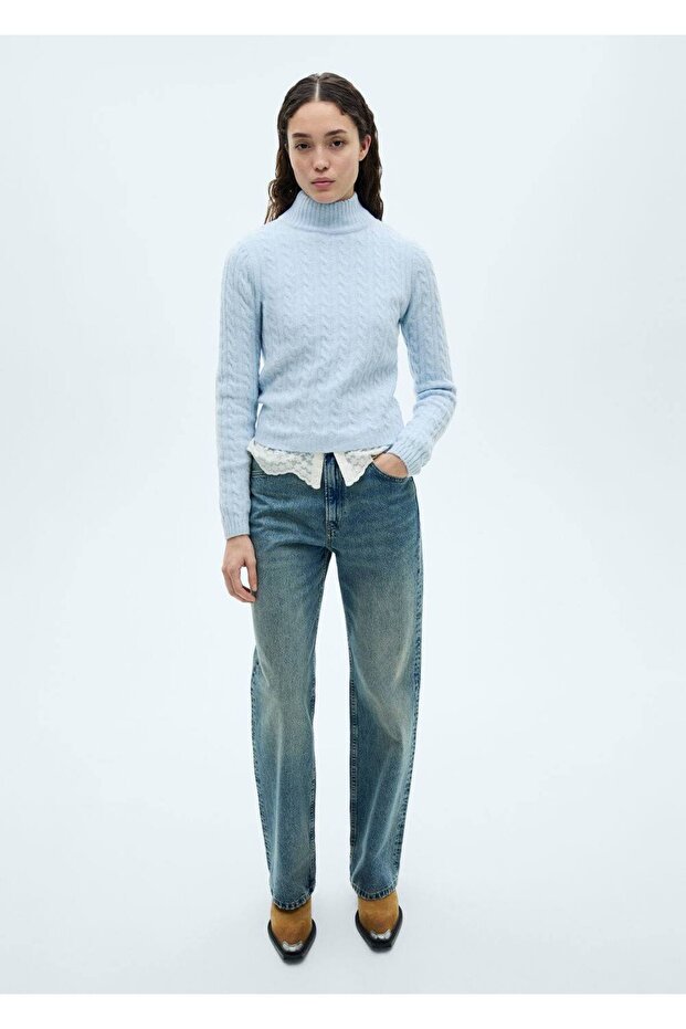 Örgü detaylı triko kazak - 2