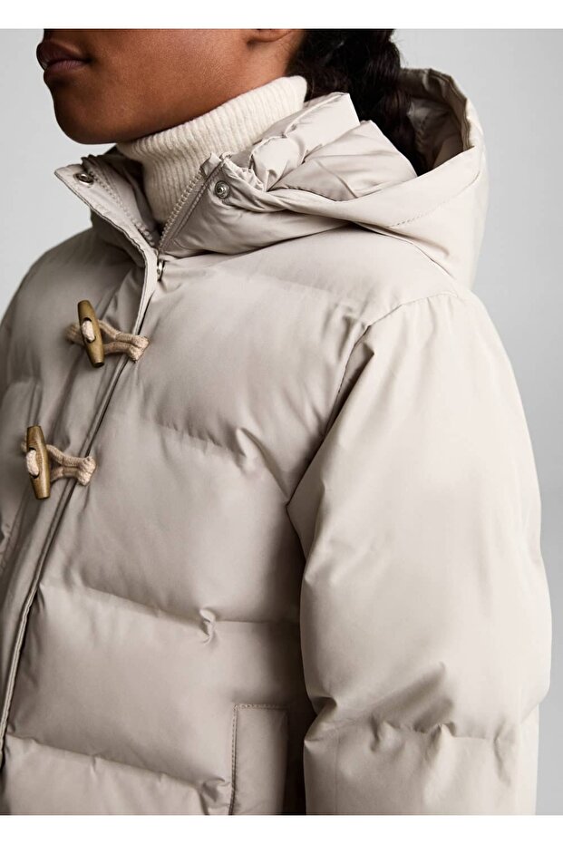 Kapüşonlu kapitone anorak - 5