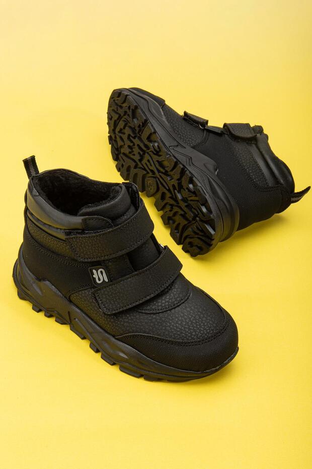 ŞirinYoung Orthopedic Velcro Leather Black Boy's Trekking Boots