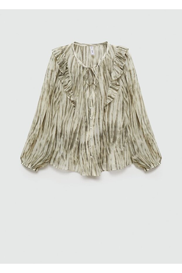 Yarı transparan desenli bluz - 3