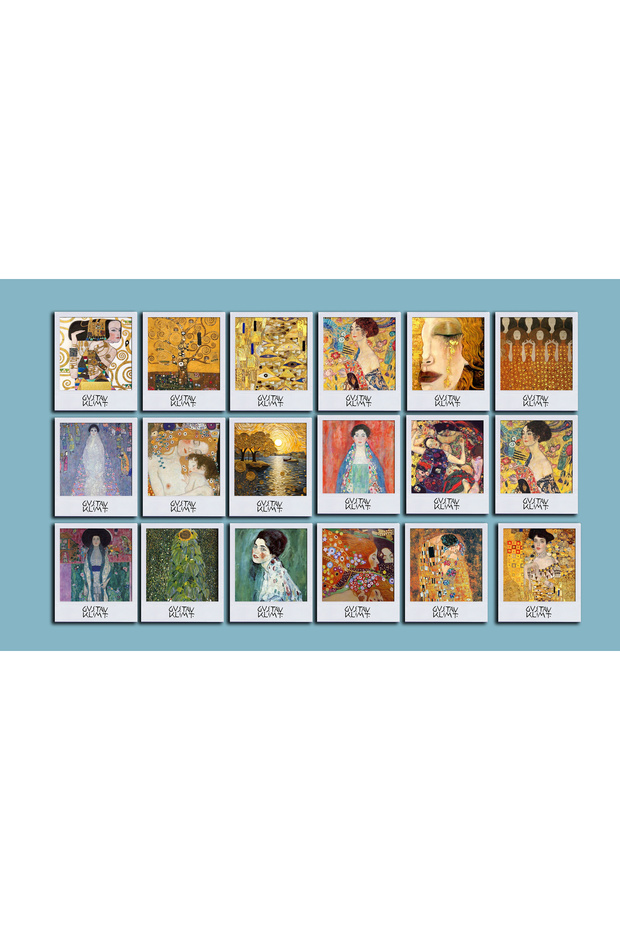 Gustav Klimt Themed Postcard Set (10X10 cm 18 Pieces)