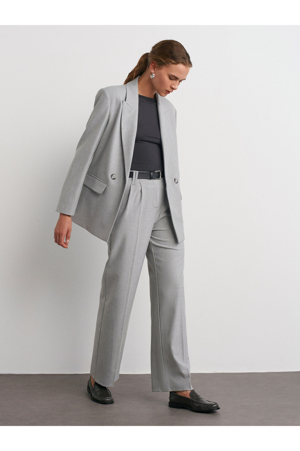 60747 سترة مزدوجة الصدر - رمادي فاتح - 5