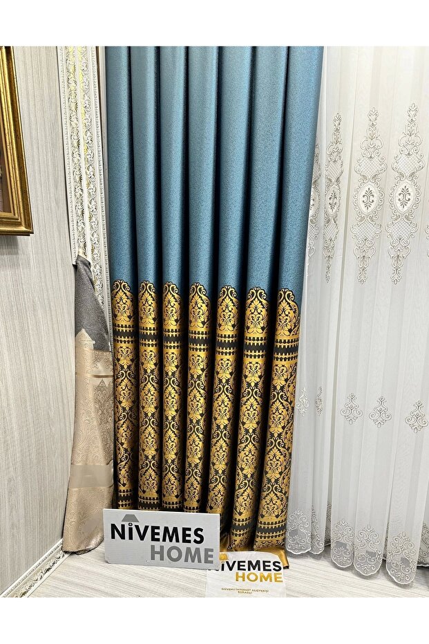 Nivemeshome Side Ft632057 V- 2504 تركواز 1/3 ستارة خلفية ضيقة بطيات Apm