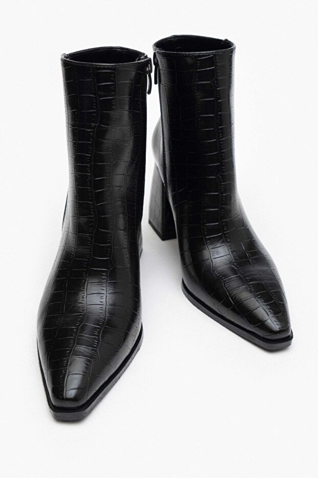 Juanita Schwarz gemusterte Damen-Stiefel mit Reißverschluss - 5