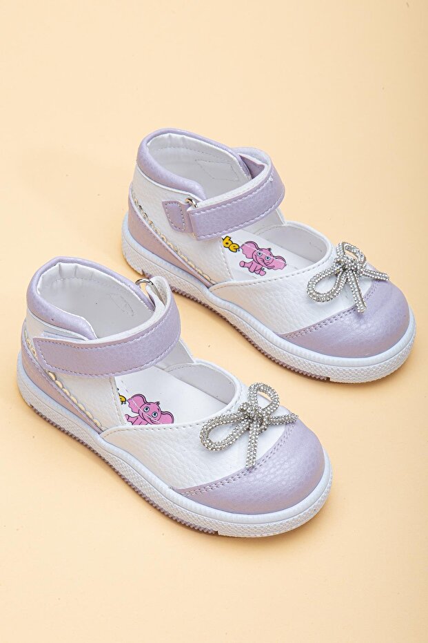 Şirinbebe Cırtlı Taşlı Lila Kız İlkadım Bebek Ayakkabısı - 1