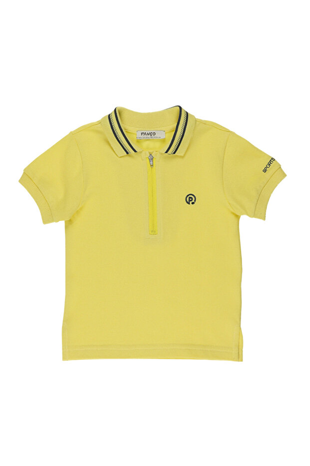 Baby Boy Knitwear Collared Yellow Pique T-Shirt