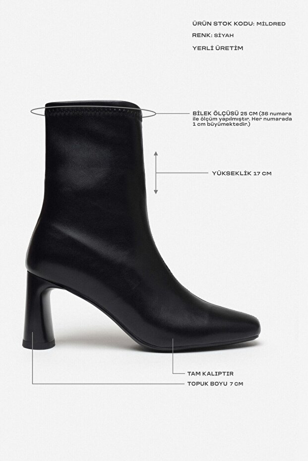 Enyhén fekete matt cipzáras részlet, tompa orrú női sarkú csizma - 3