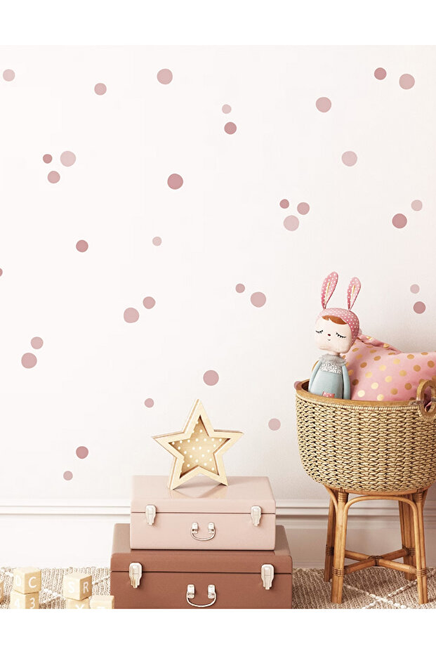 Rose Soft Pink Dusty Rose Polka Dot Set Baby Kids Room Decoration Sticker Set