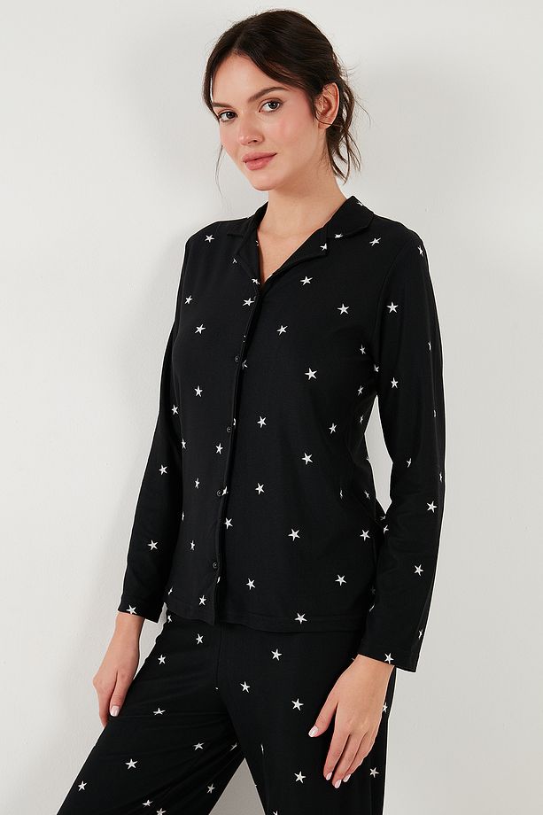 Streç Regular Fit Apaş Yaka Beli Lastikli Pijama Takımı Pijama Takımı 65720501 - 6