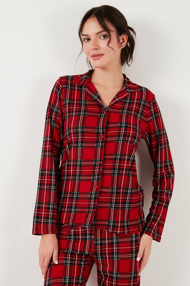 Streç Regular Fit Apaş Yaka Beli Lastikli Pijama Takımı Pijama Takımı 65720501 - 6