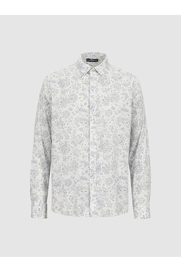 Desenli Gri Gömlek - 1