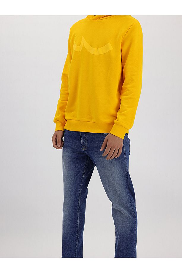 Logolu Kapüşonlu Sarı Sweatshırt - 5