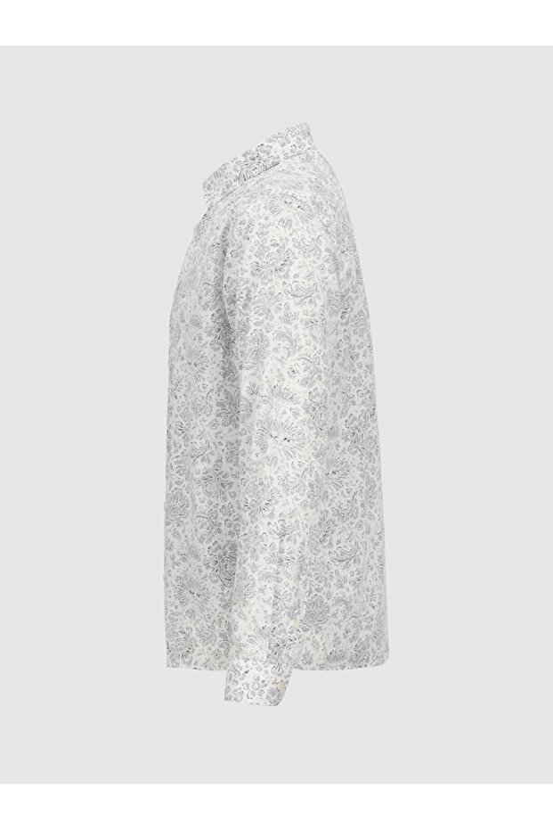 Desenli Gri Gömlek - 3