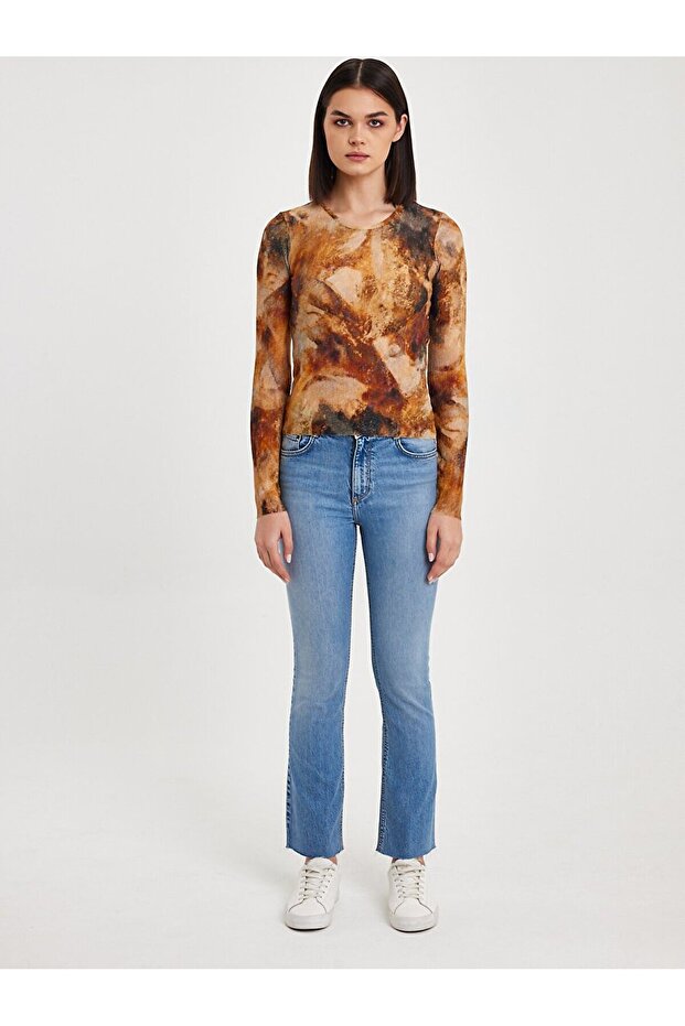 Desenli Fitilli Sweatshırt - 1