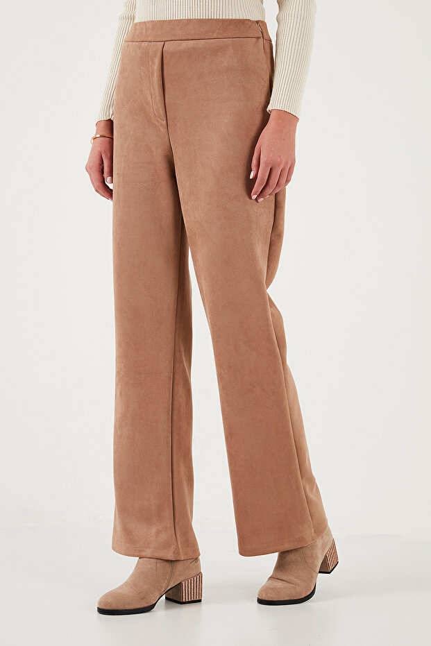 Scuba Süet Yüksek Bel Geniş Paça Pantolon  PANTOLON 5865974 - 5