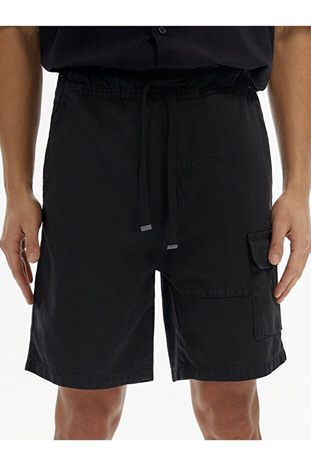 Gabardin Kargo Siyah Şort - 2