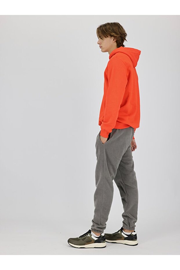 Logolu Kapüşonlu Turuncu Sweatshırt - 3