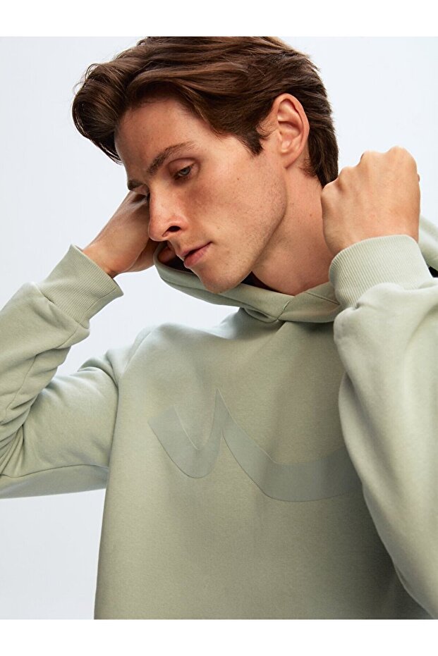 Logolu Kapüşonlu Yeşil Sweatshırt - 6