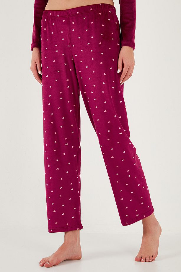Regular Fit Desenli Parlak Kadife Pijama Takımı  PİJAMA TAKIMI 65713311 - 6