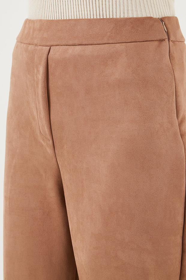 Scuba Süet Yüksek Bel Geniş Paça Pantolon  PANTOLON 5865974 - 6