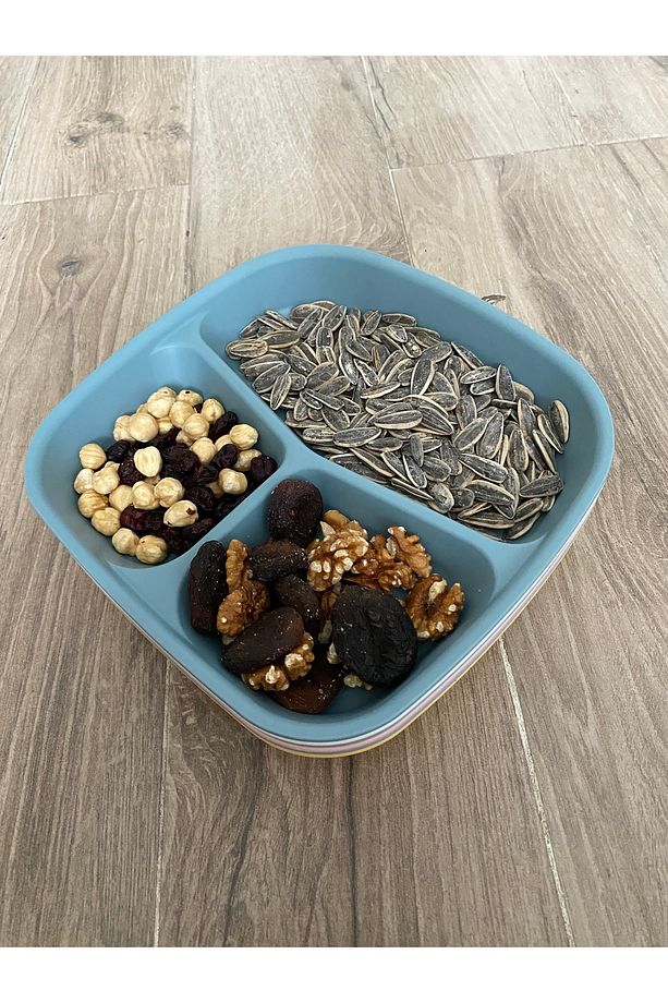 3 Bölmeli Kahvaltı Tabağı Plastik Piknik Kamp Çerez Yemek Servis Tabak Tablot, Tabldot 1 Adet - 3
