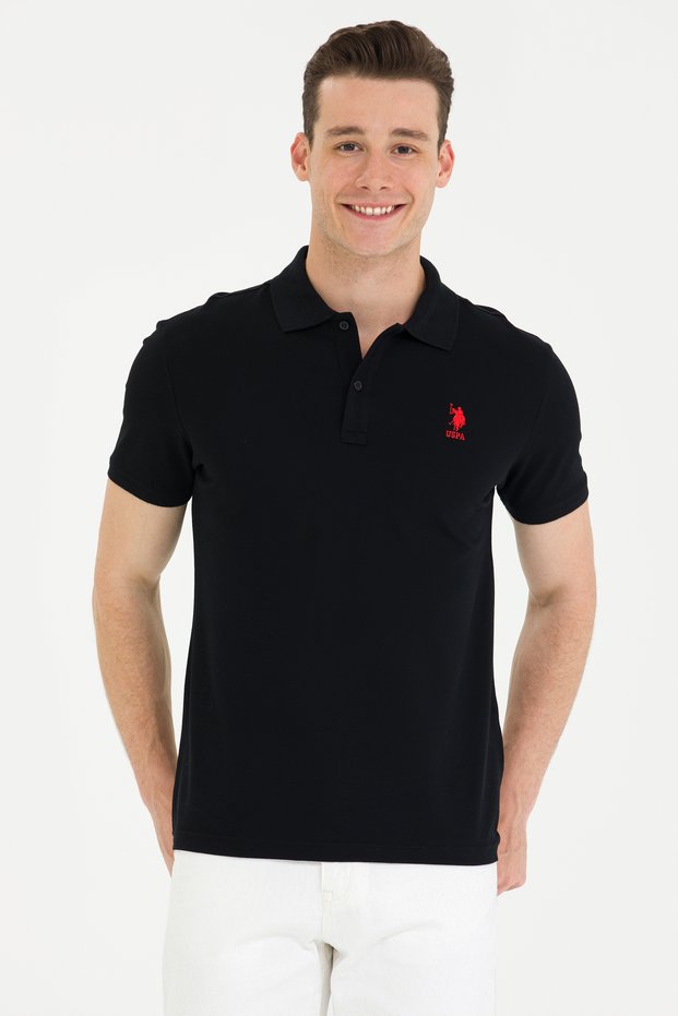 Men's Black Polo Neck T-Shirt 50269835-Vr046