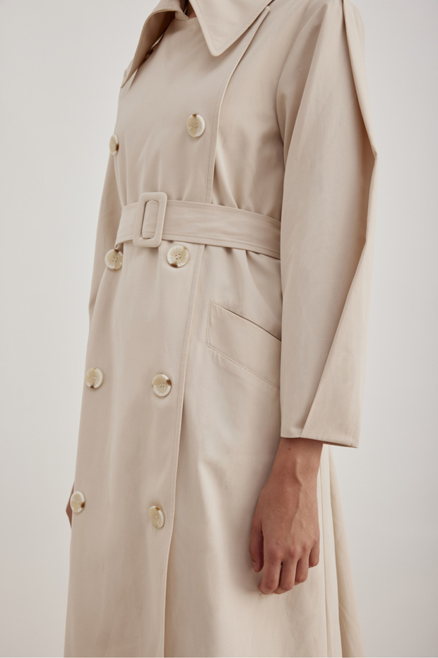 7183111 Kemer Detaylı  Pardösü - 5