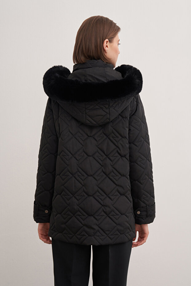 5791111 Kapüşonlu Kapitone Mont - 6