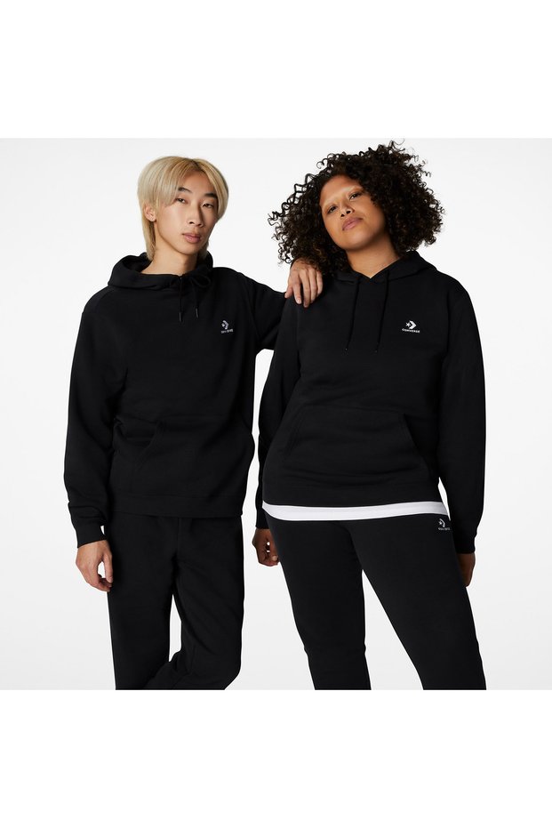 Go-To Embroidered Star Chevron Unisex Black Sweatshirt