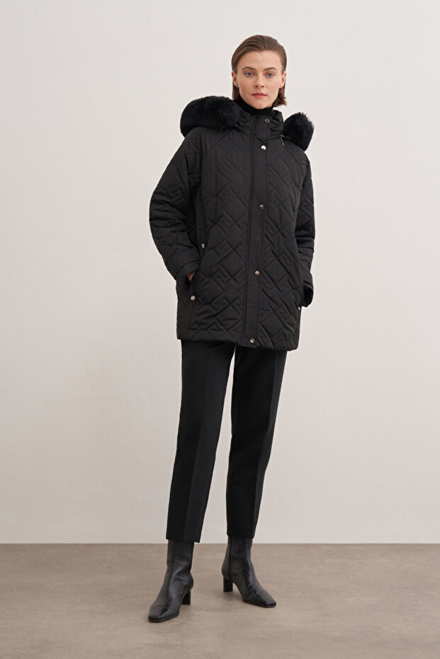 5791111 Kapüşonlu Kapitone Mont - 2