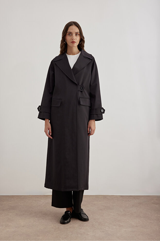 7177111 Tek Düğmeli Pardösü - 3