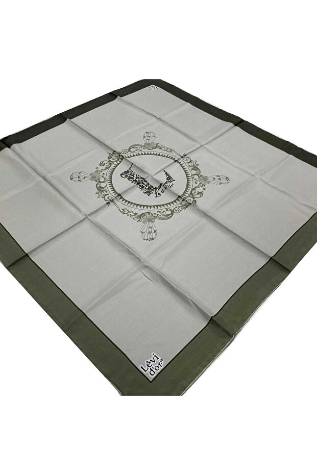 Soft Green Patterned Tivil Silk Scarf 22488 - 09