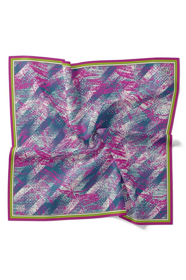 Tivil Silk Scarf 4120 - 5 Petrol Blue Mixed Pattern