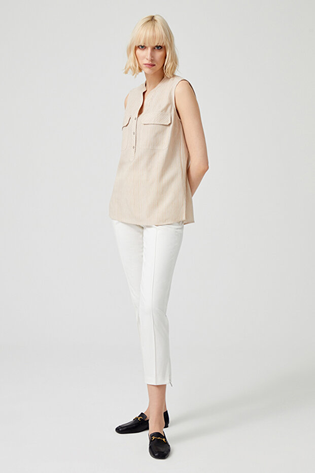 نصف بلاكيت بلا أكمام بلوزة - 2