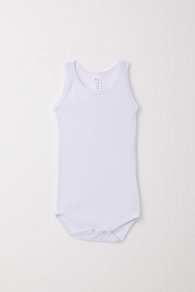 Baby Girl Snap-On Tank Top Bodysuit Jacquard 9 Months-3 Years, White