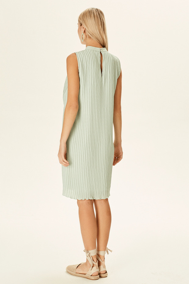 Piliseli Dik Yaka Elbise - 4