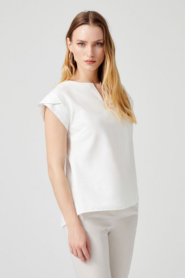 Kol Detaylı Poplin Bluz - 3