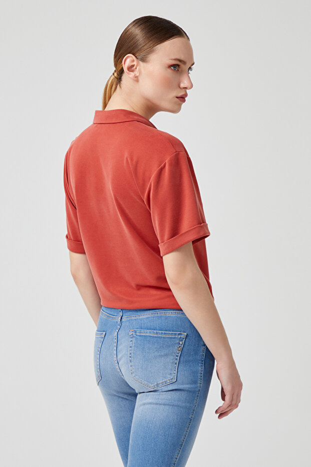 Bağlama Detaylı Örme Gömlek - 5