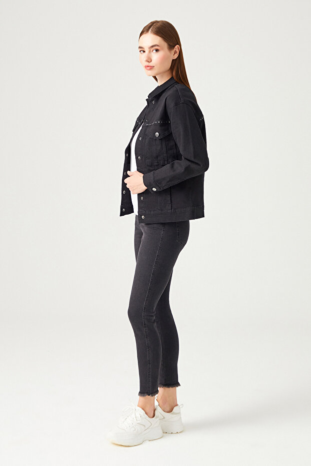 Zımbalı Denim Ceket - 3