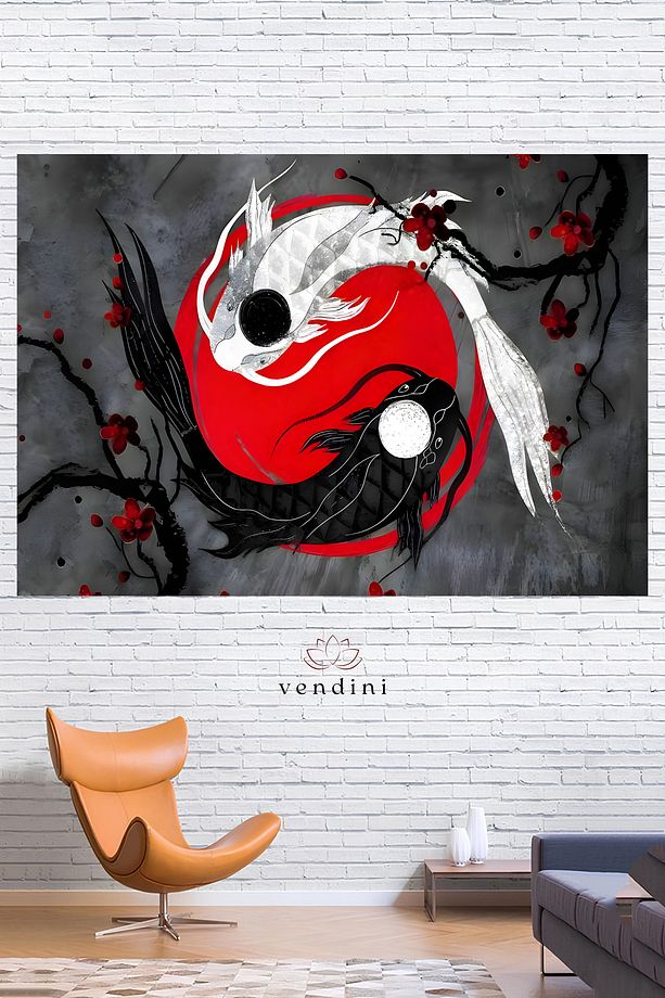 Ying Yang Felsefesi Duvar Örtüsü Duvar Halısı Wall Tapestry - 1