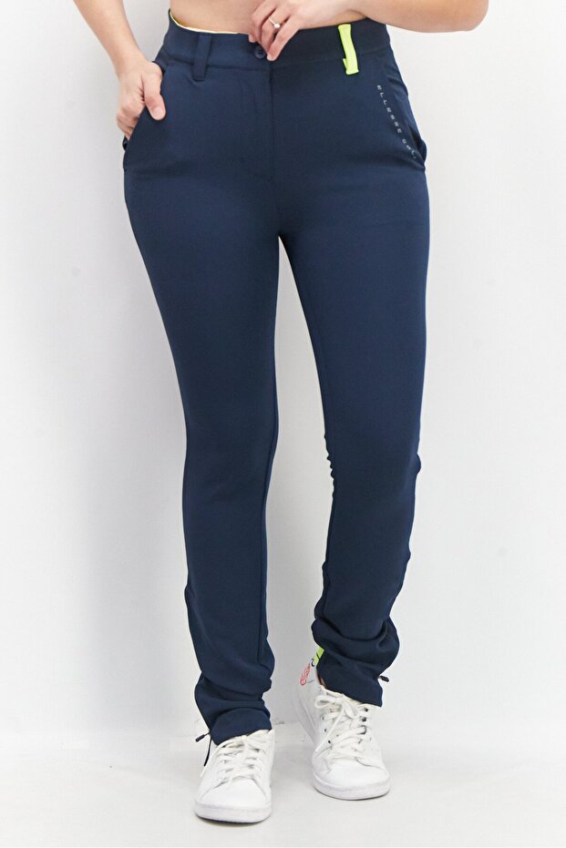 Women Sportswear Fit Drawstring Training Pants, Navy Blue