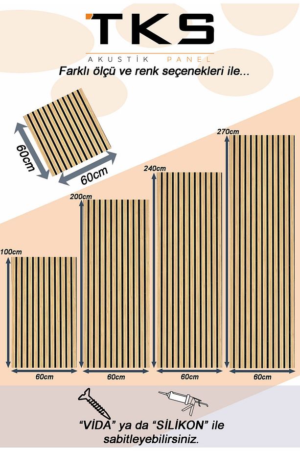 Dekoratif Akustik Ahşap Duvar Paneli (RENK: BAMBU)- Isı Ve Ses Yalıtımlı Keçe - Ahşap Çıta - 5
